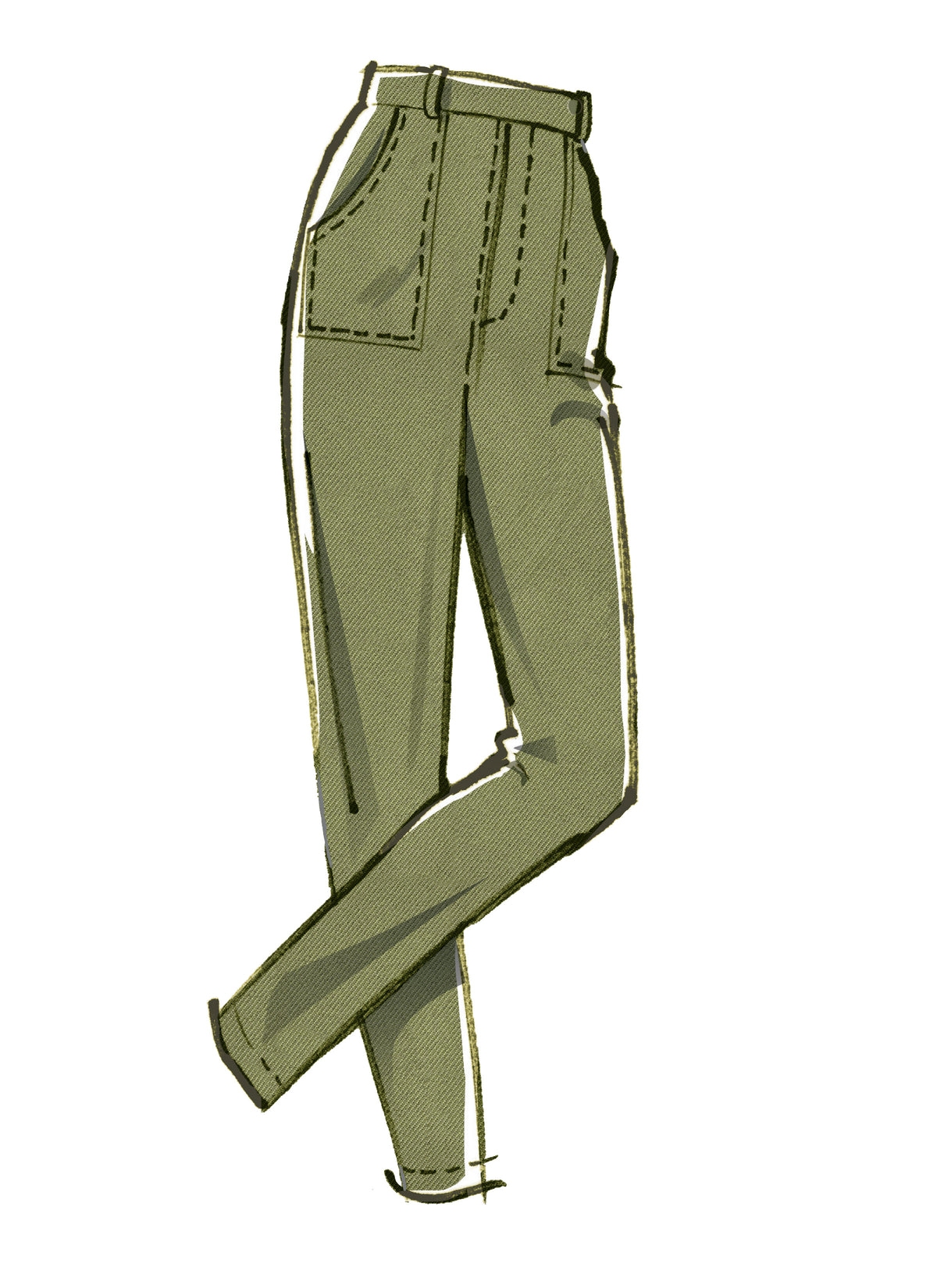 McCall's M8162 sewing pattern envelope showing close-fitting jeans and overalls