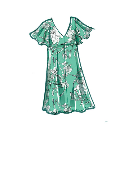 McCall's M8165 sewing pattern envelope showing very loose-fitting pullover dresses and a step-in jumpsuit