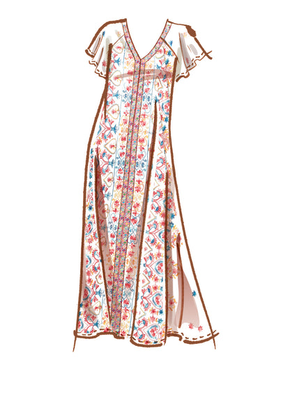 McCall's M8165 sewing pattern envelope showing very loose-fitting pullover dresses and a step-in jumpsuit