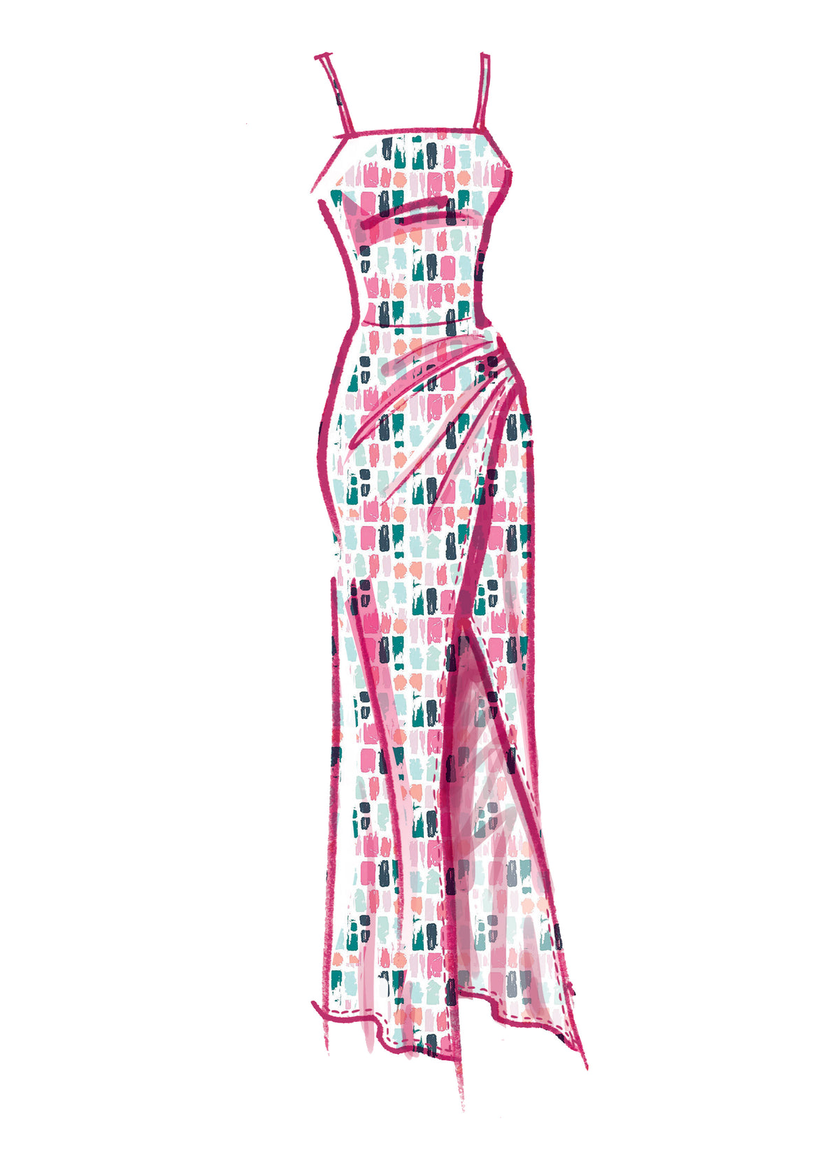 McCall's M8174 sewing pattern envelope showing a knit pullover dress with a faux ruched wrap sarong skirt