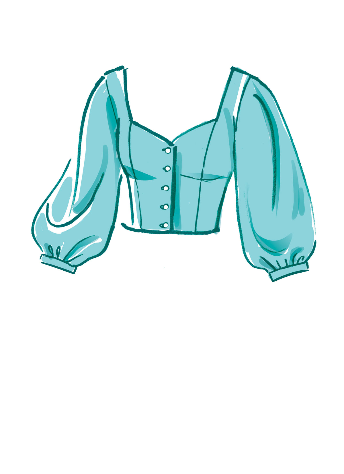 McCall's M8181 sewing pattern envelope showing a buttoned prairie-style peasant top with puff sleeves