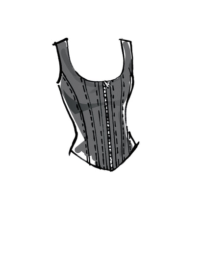 McCall's M8182 sewing pattern envelope showing a scoop neck boned corset top