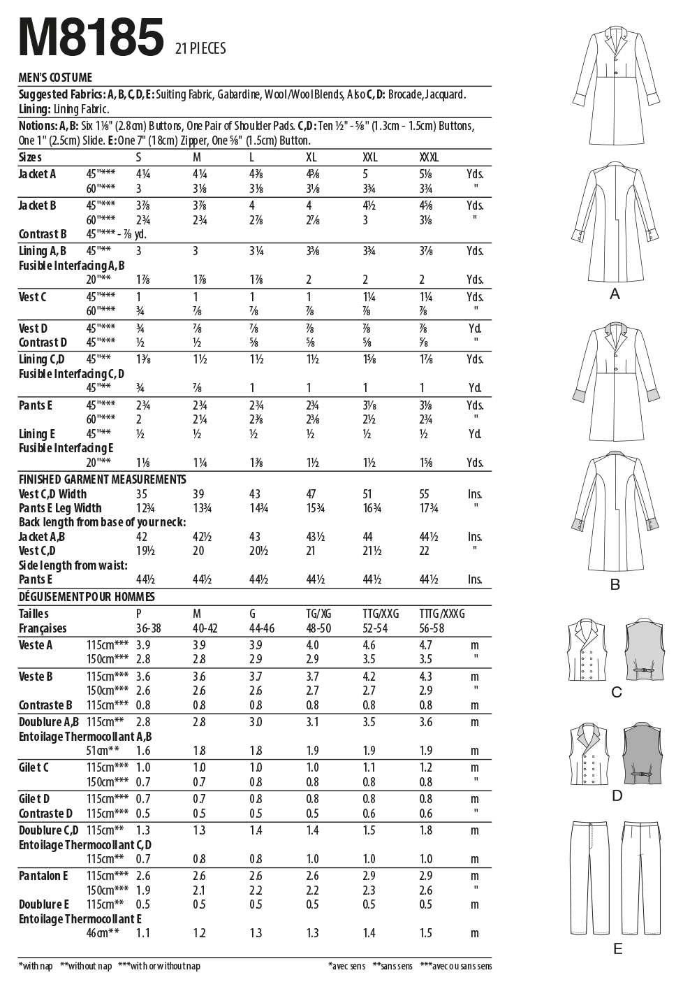McCall's M8185 sewing pattern envelope showing a Victorian gentleman's costume