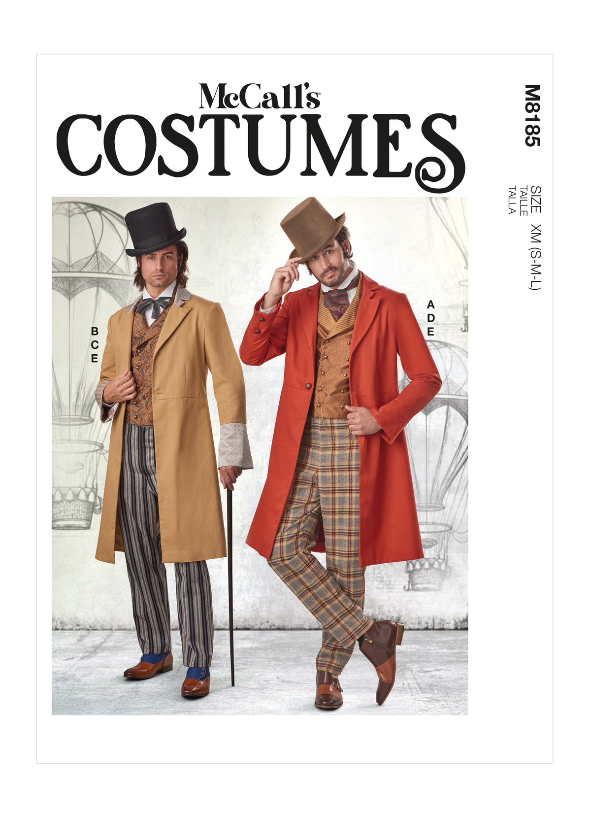 McCall's M8185 sewing pattern envelope showing a Victorian gentleman's costume