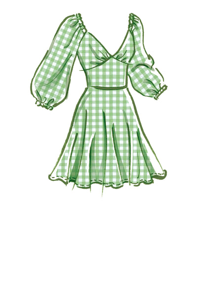 McCall's M8195 sewing pattern envelope showing a picnic-style flared dress with a sweetheart bodice
