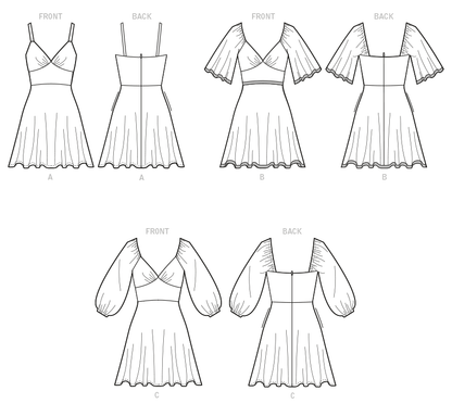 McCall's M8195 sewing pattern envelope showing a picnic-style flared dress with a sweetheart bodice