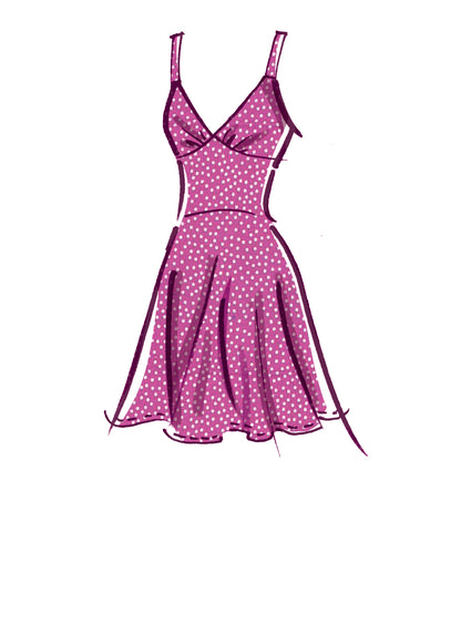 McCall's M8195 sewing pattern envelope showing a picnic-style flared dress with a sweetheart bodice