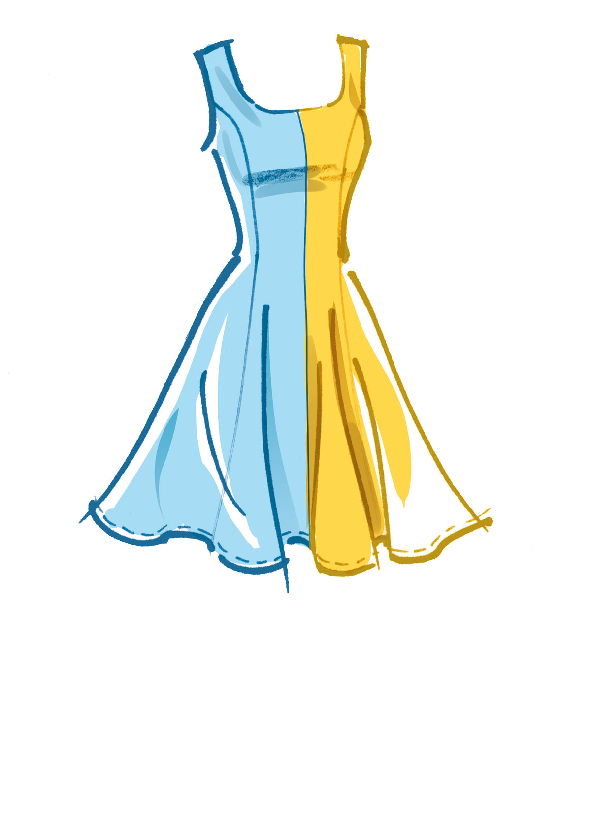 McCall's M8196 sewing pattern envelope showing fit and flare dresses