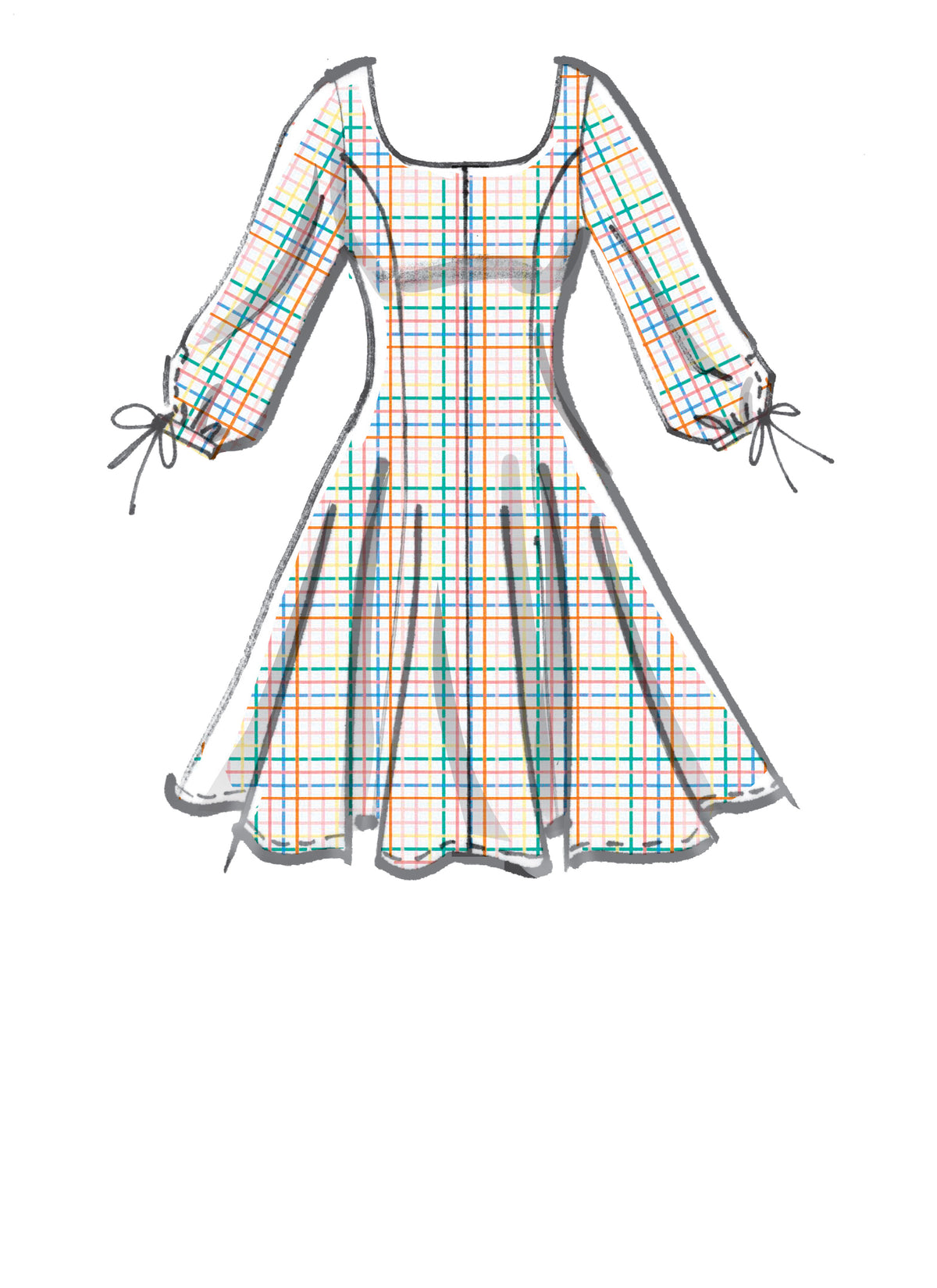 McCall's M8196 sewing pattern envelope showing fit and flare dresses