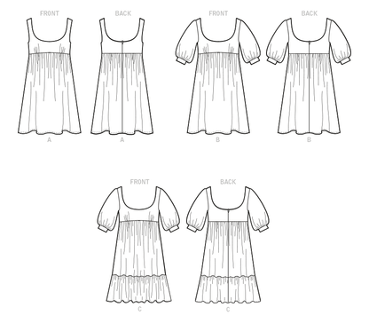 McCall's M8197 sewing pattern envelope showing baby doll dresses