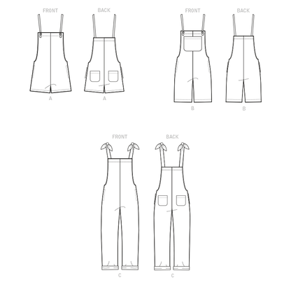 McCall's M8204 sewing pattern envelope showing overalls with tie straps