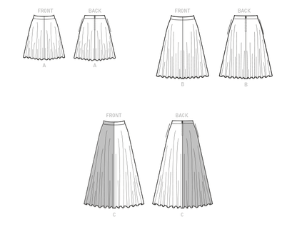 McCall's M8205 sewing pattern envelope showing full circle skirts