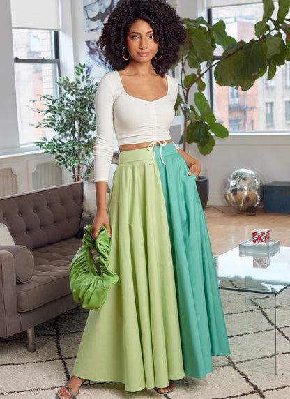 McCall's M8205 sewing pattern envelope showing full circle skirts