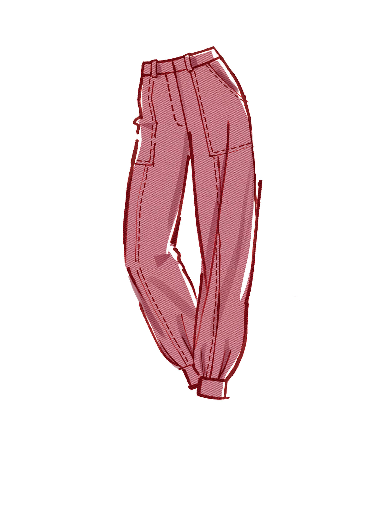 McCall's M8206 sewing pattern envelope showing carpenter, cargo or colour-blocked trousers