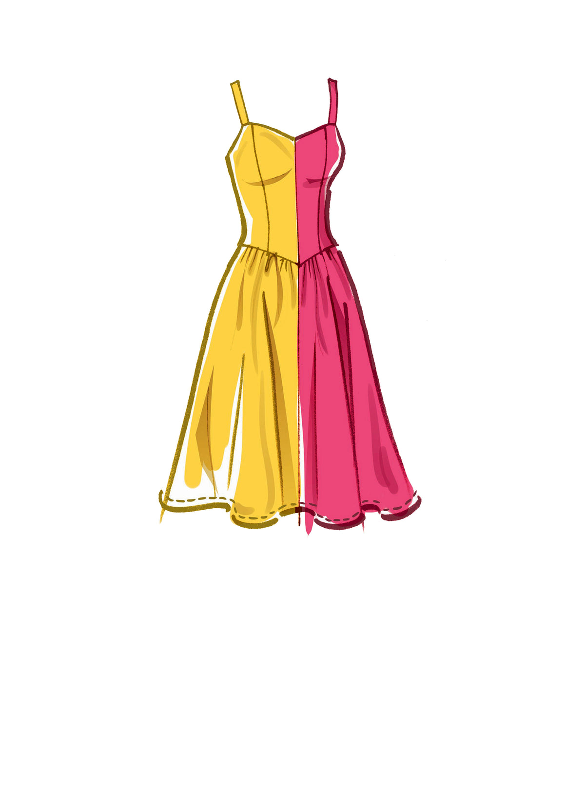 McCall's M8209 sewing pattern envelope showing princess seam dresses and a jumpsuit