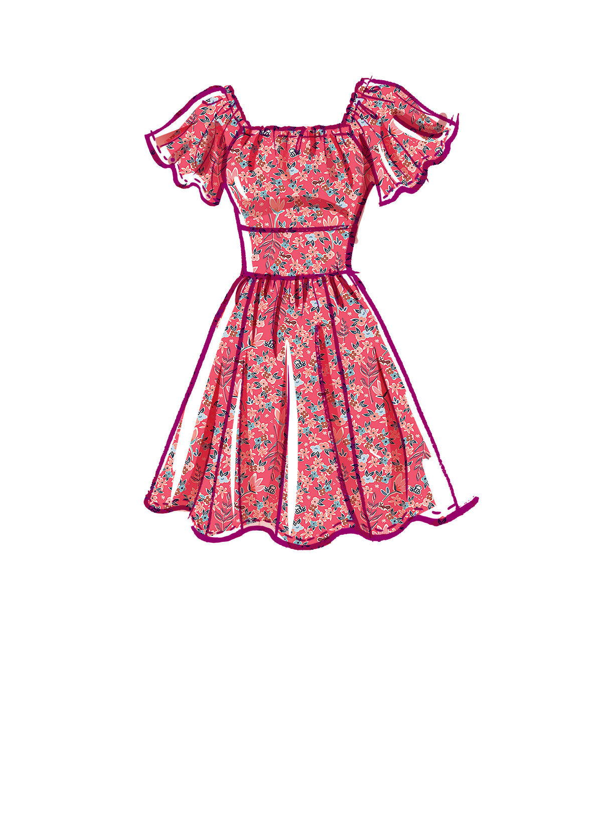 McCall's M8211 sewing pattern envelope showing gathered fit and flare dresses