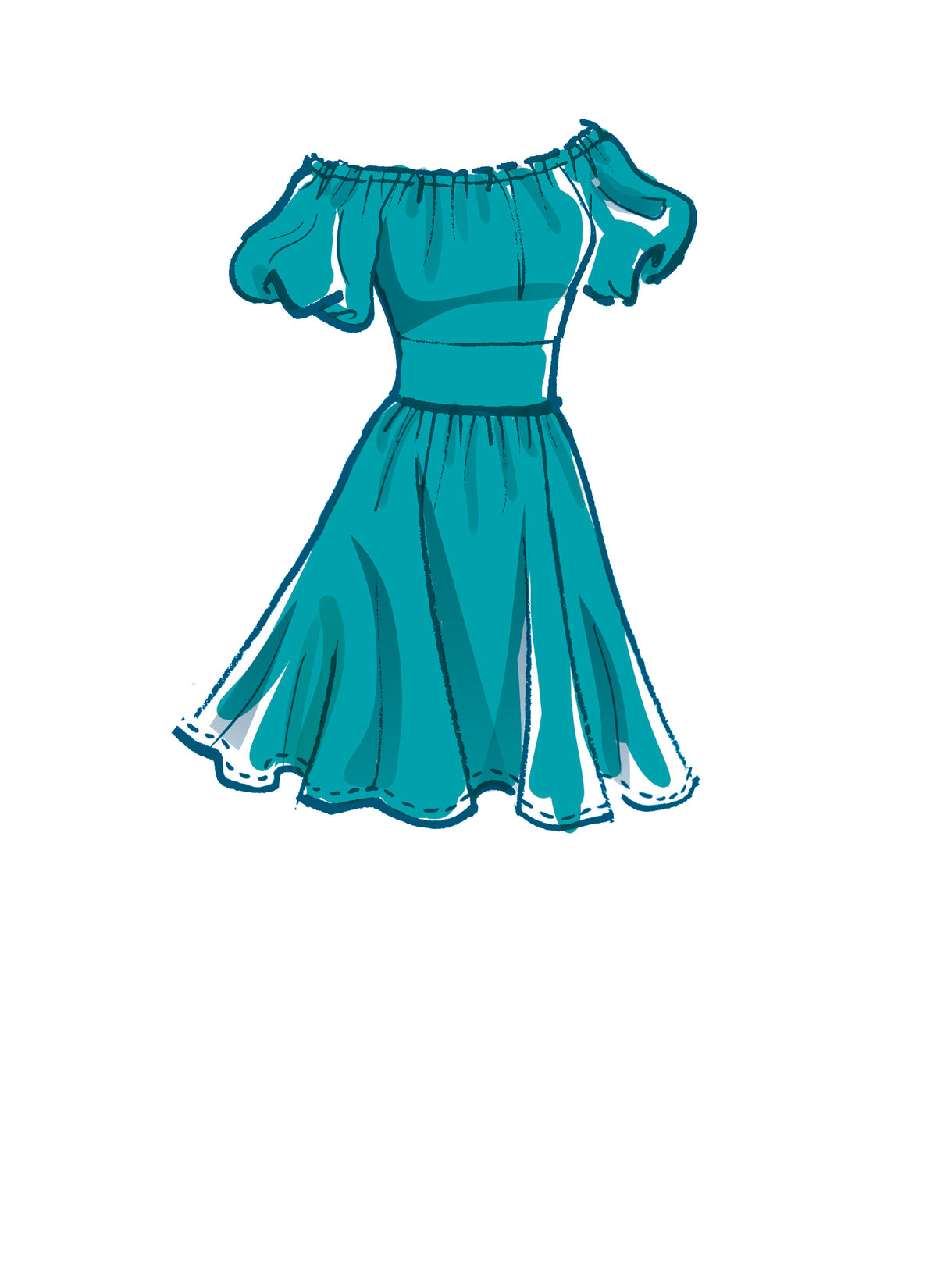 McCall's M8211 sewing pattern envelope showing gathered fit and flare dress designs