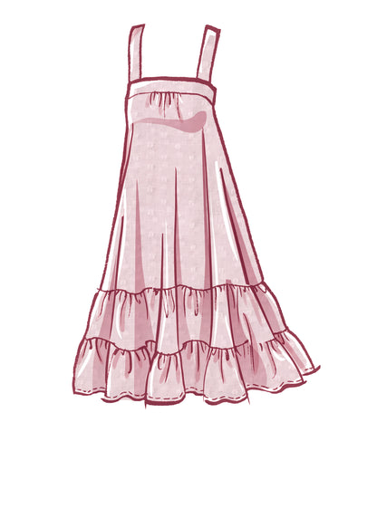 McCall's M8213 sewing pattern envelope showing pullover sundress designs
