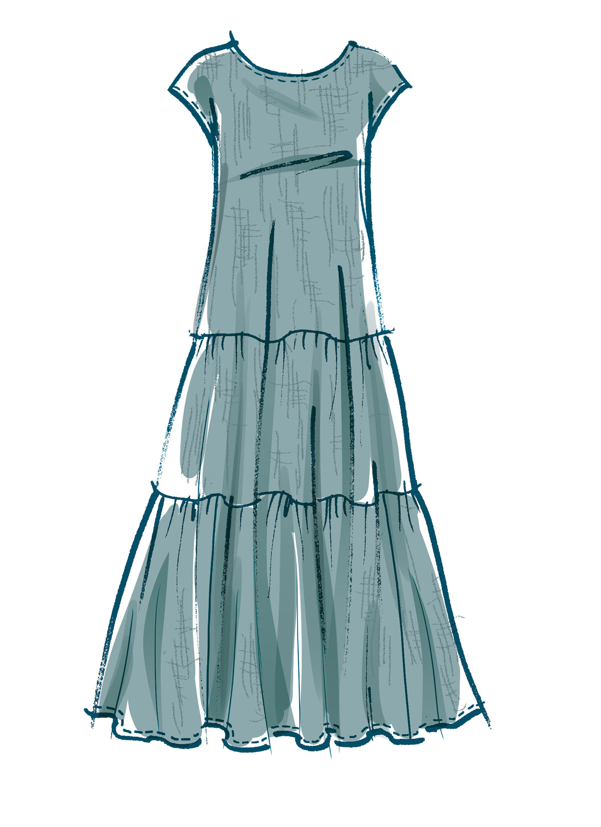 McCall's M8214 sewing pattern envelope showing drop waist dress and face mask designs