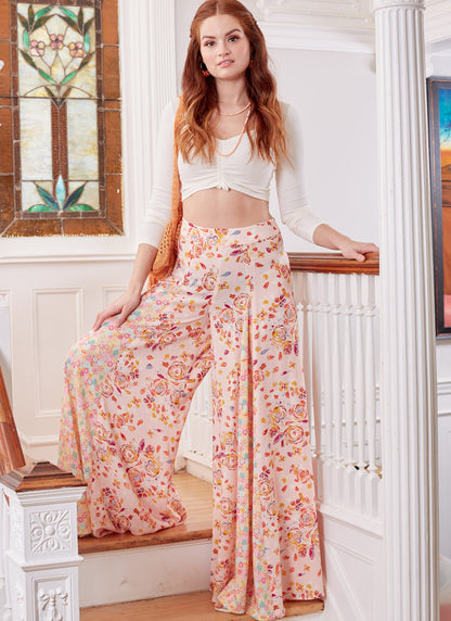 McCall's M8223 sewing pattern envelope showing wide leg palazzo trousers designs