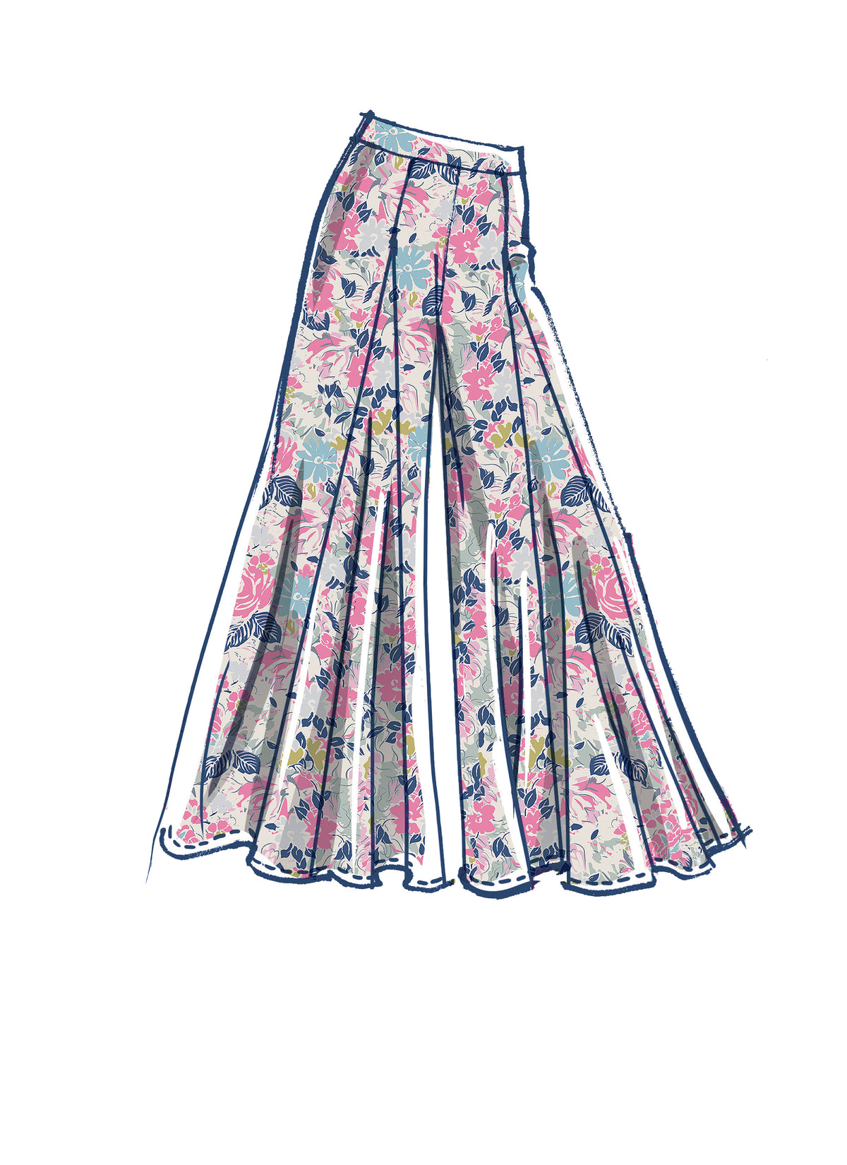McCall's M8223 sewing pattern envelope showing wide leg palazzo trousers designs