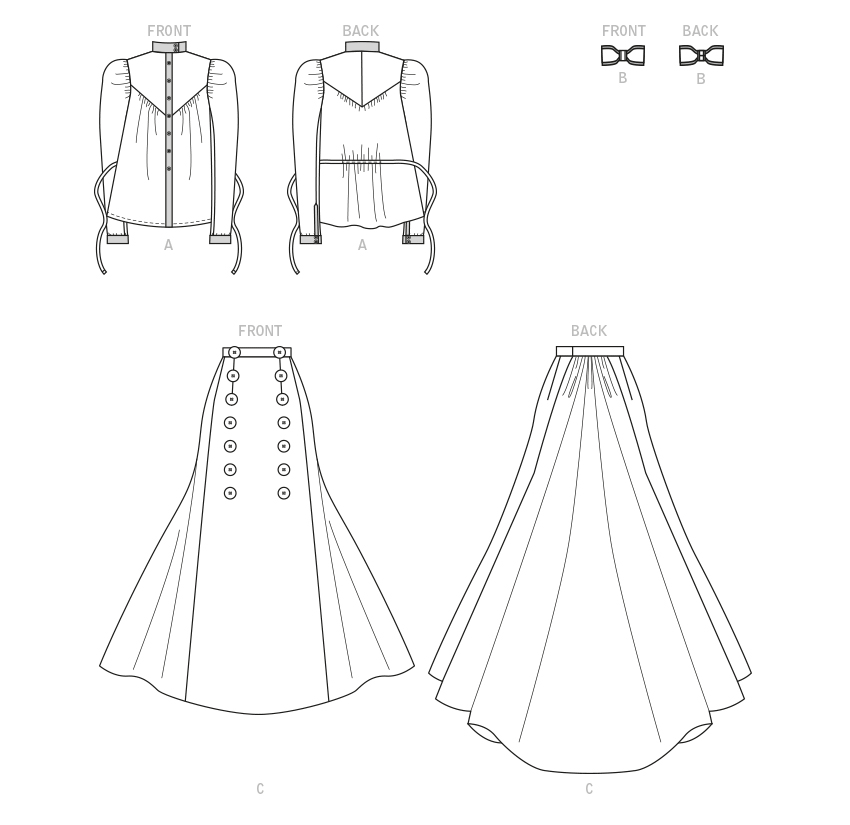 McCall's M8231 sewing pattern envelope showing button front blouse designs