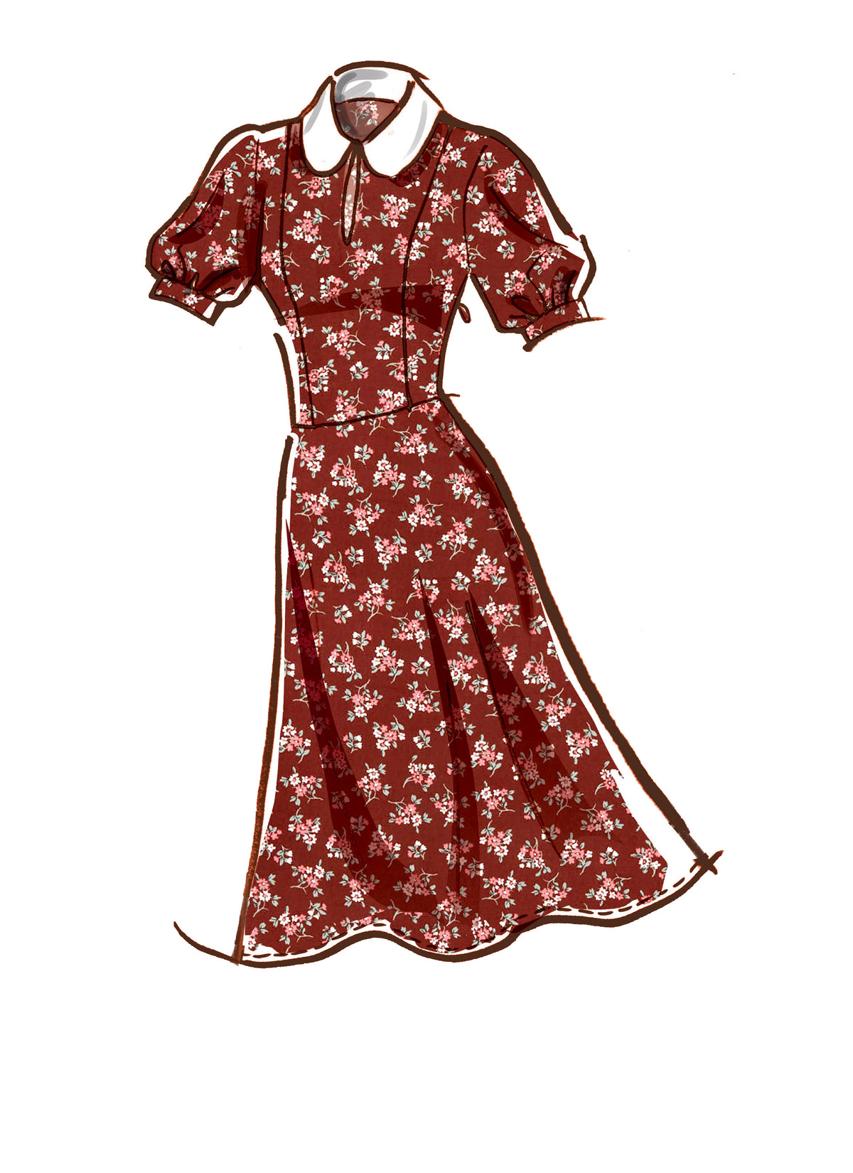 McCall's M8239 sewing pattern envelope showing collared fit and flare dress designs