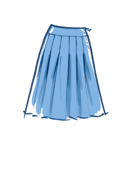 McCall's M8248 sewing pattern envelope showing pleated skirt designs
