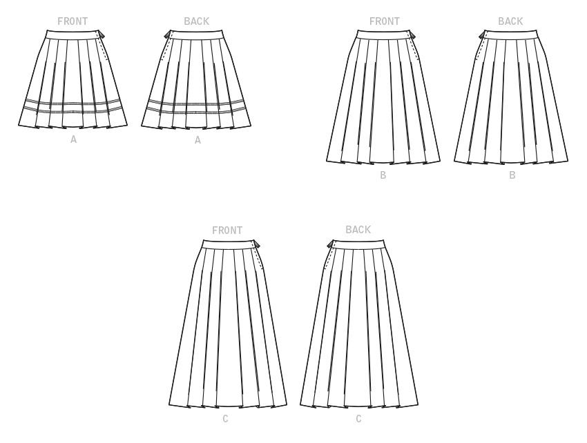 McCall's M8248 sewing pattern envelope showing pleated skirt designs