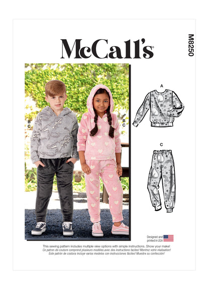 McCall's M8250 sewing pattern envelope showing children's hoodie designs