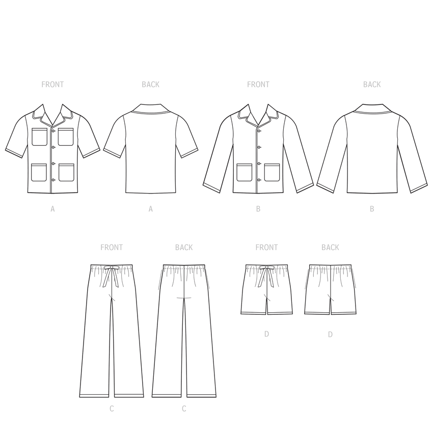 McCall's M8262 sewing pattern envelope showing men's loungewear set designs