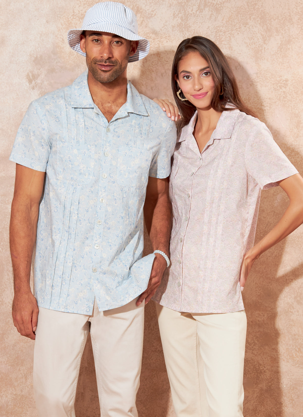 McCall's M8263 sewing pattern envelope showing a relaxed unisex camp shirt