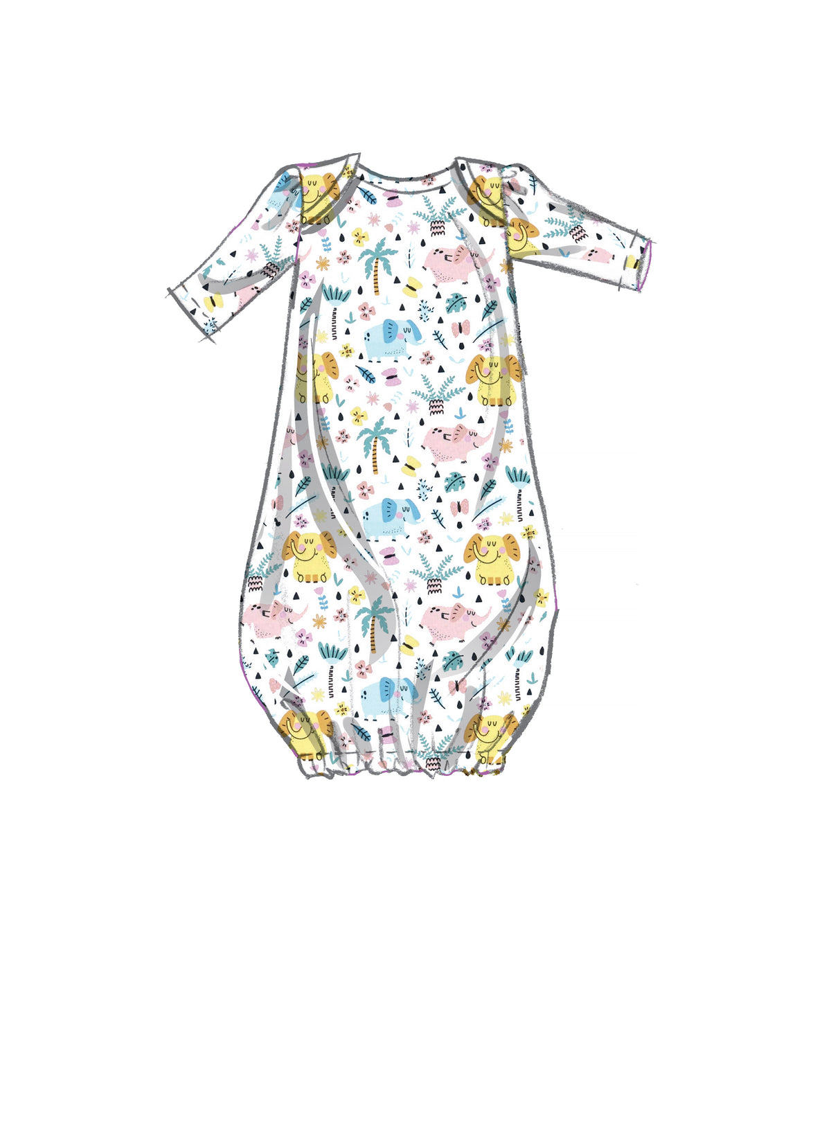 McCall's M8265 sewing pattern envelope showing baby gowns for a layette