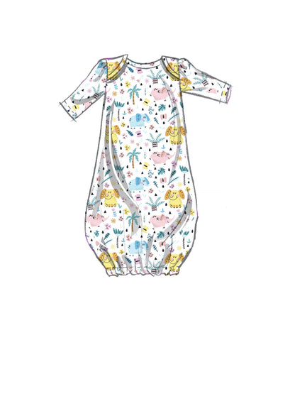 McCall's M8265 sewing pattern envelope showing baby gowns for a layette