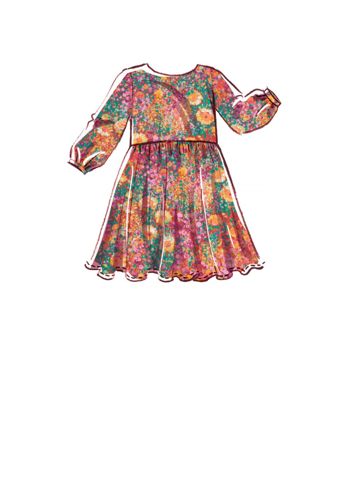 McCall's M8266 sewing pattern envelope showing fit-and-flare toddler dresses