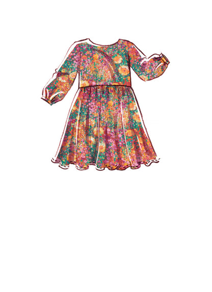 McCall's M8266 sewing pattern envelope showing fit-and-flare toddler dresses