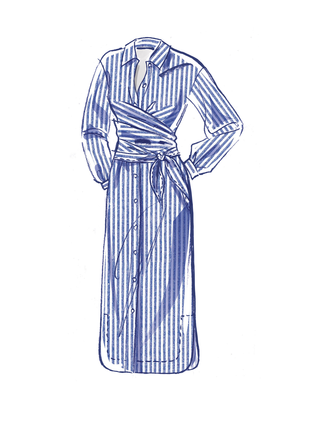 McCall's M8286 sewing pattern envelope showing tie-front shirt dresses