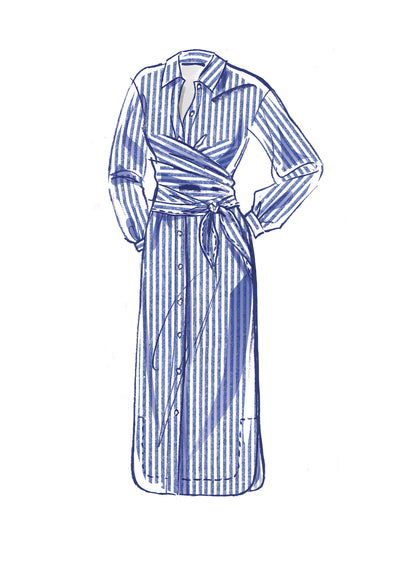 McCall's M8286 sewing pattern envelope showing tie-front shirt dresses