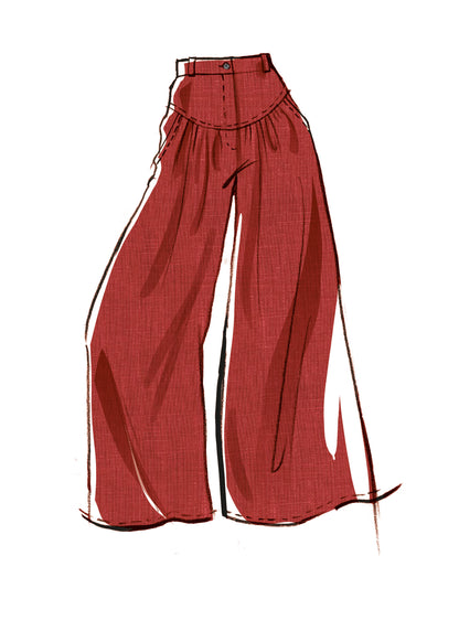 McCall's M8292 sewing pattern envelope showing high-waisted wide-leg trousers and shorts