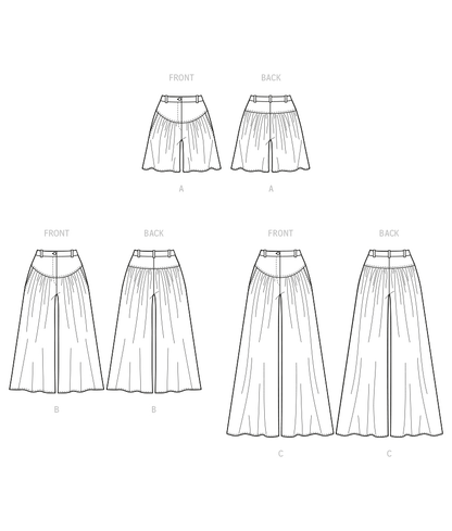 McCall's M8292 sewing pattern envelope showing high-waisted wide-leg trousers and shorts