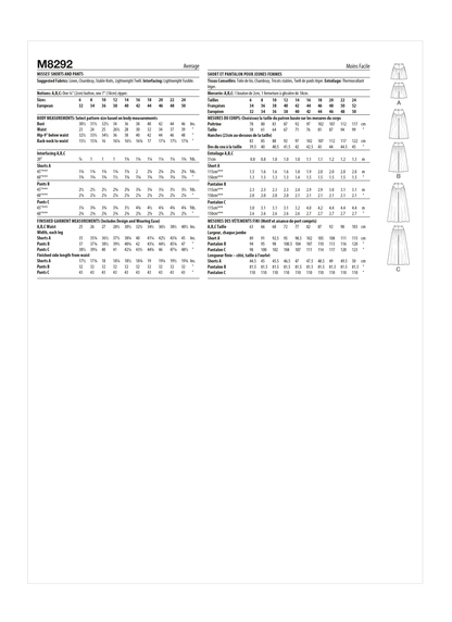 McCall's M8292 sewing pattern envelope showing high-waisted wide-leg trousers and shorts