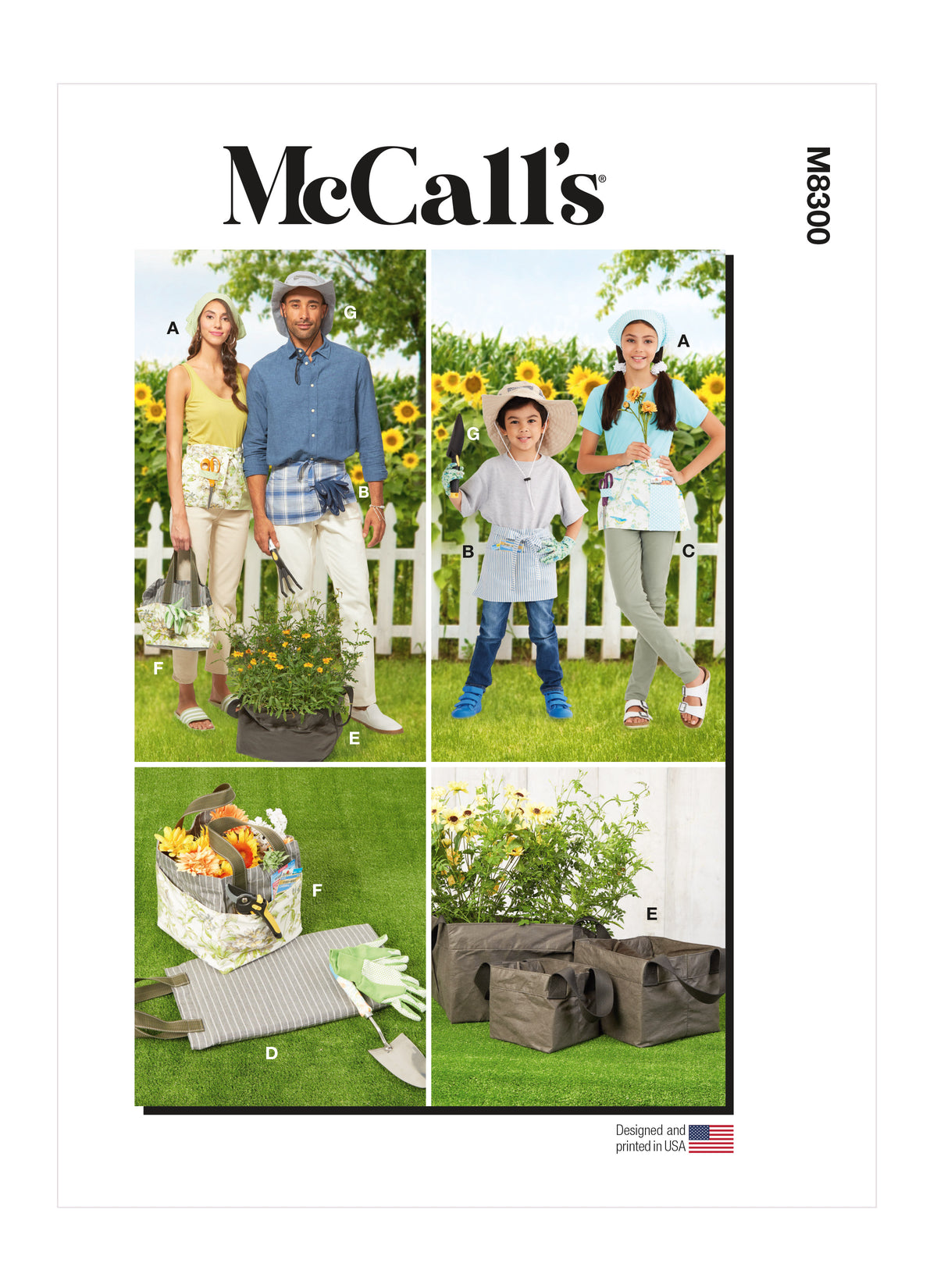 McCall's M8300 sewing pattern envelope showing kerchiefs and hats
