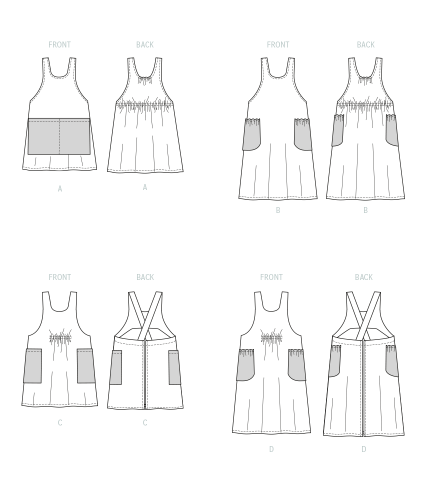 McCall's M8308 sewing pattern envelope showing aprons in two views