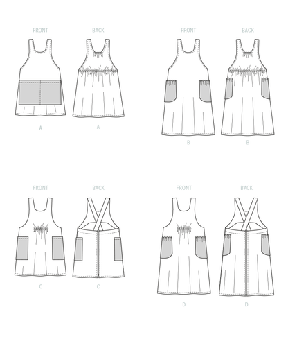 McCall's M8308 sewing pattern envelope showing aprons in two views