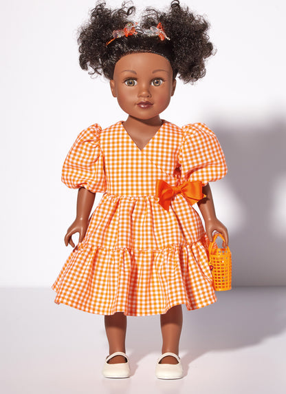 McCall's M8309 sewing pattern envelope showing spring and summer outfits for 18in dolls