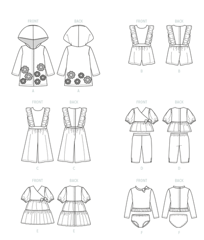 McCall's M8309 sewing pattern envelope showing spring and summer outfits for 18in dolls