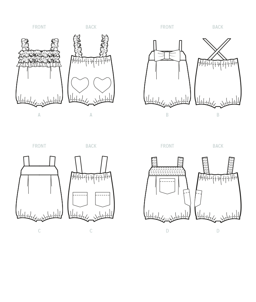 McCall's M8315 sewing pattern envelope showing baby rompers
