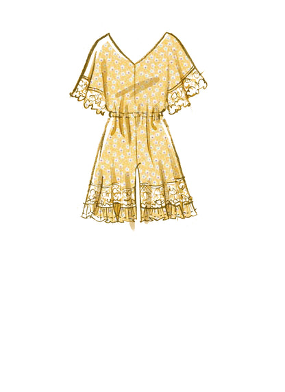McCall's M8317 sewing pattern envelope showing pull-on rompers and jumpsuits for girls