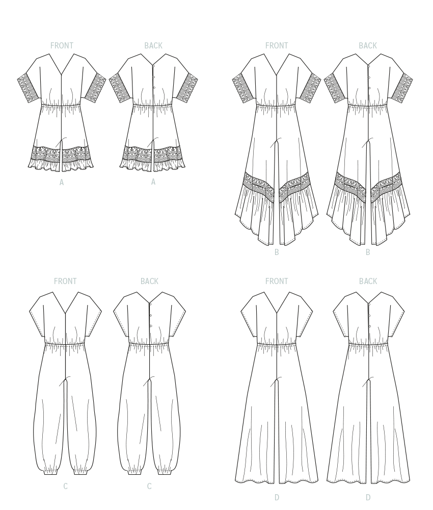 McCall's M8317 sewing pattern envelope showing pull-on rompers and jumpsuits for girls
