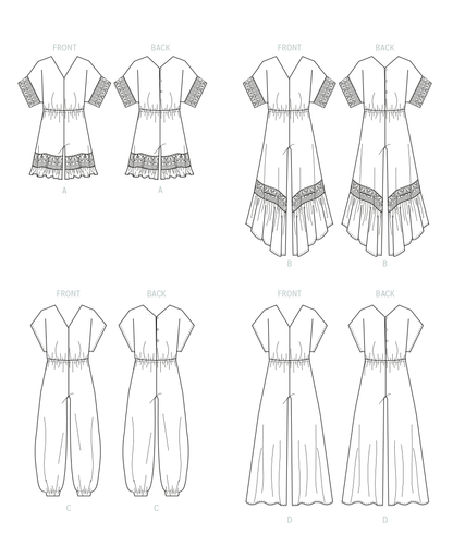 McCall's M8317 sewing pattern envelope showing pull-on rompers and jumpsuits for girls